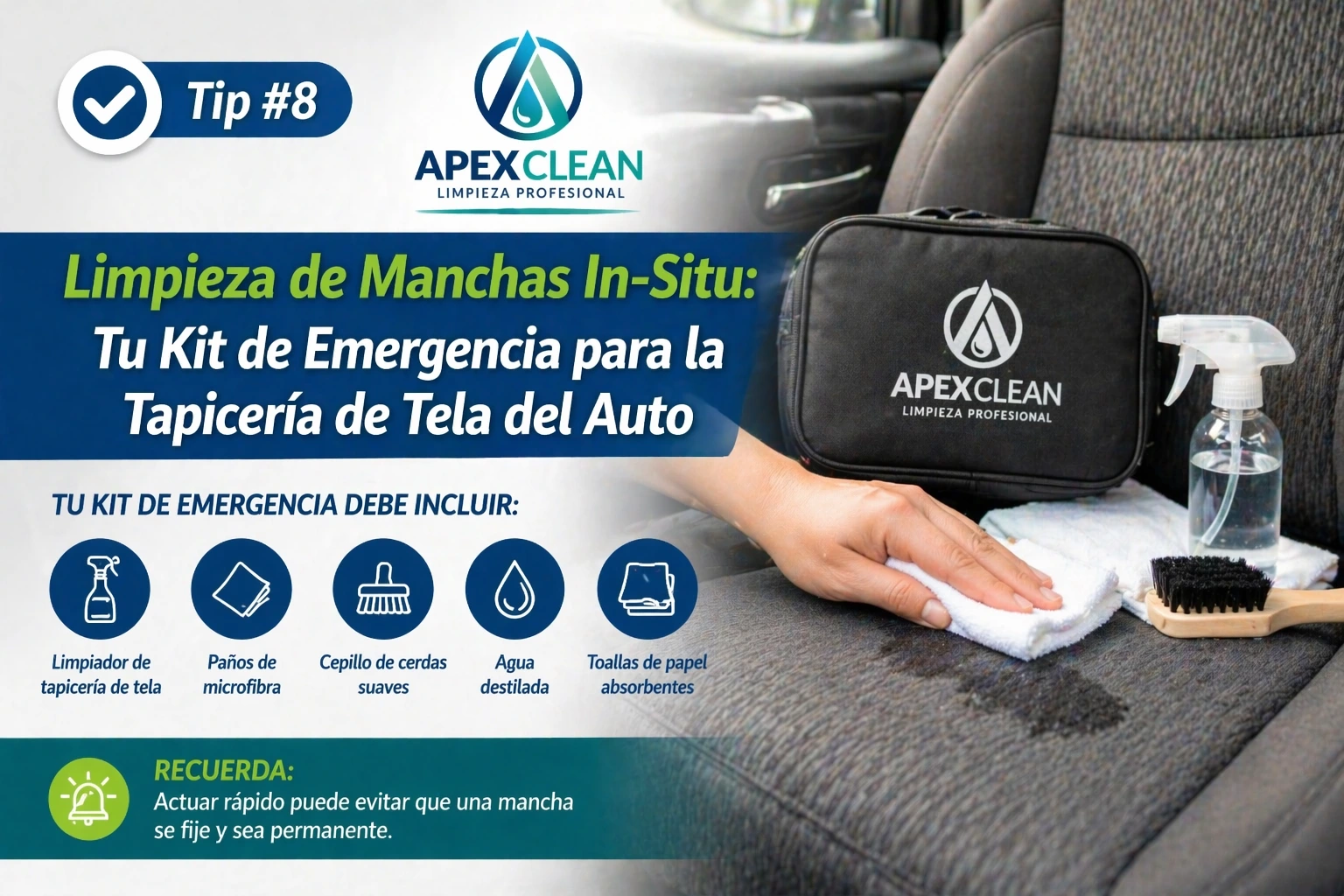 Tip #8: Limpieza de Manchas In-Situ: Tu Kit de Emergencia para el Auto para la Tapicería de Tela 1 Tip #8: Limpieza de Manchas In-Situ: Tu Kit de Emergencia para el Auto para la Tapicería de Tela